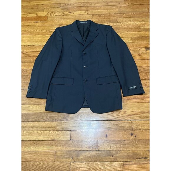 Giorgio Armani Mens Blazer Jacket Size 42R Black Solid Poly Wool Sport Coat NWOT